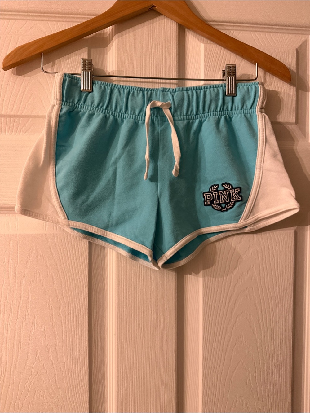 PINK Victoria's Secret Turquoise Athletic Shorts with White Trim